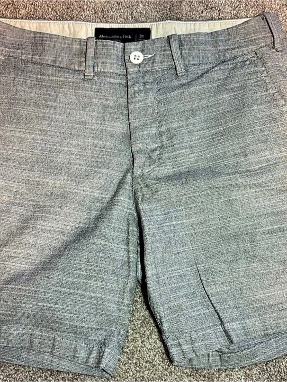 Abercrombie & Fitch Flat-Front Stretch Chino Shorts Gray Waist 31